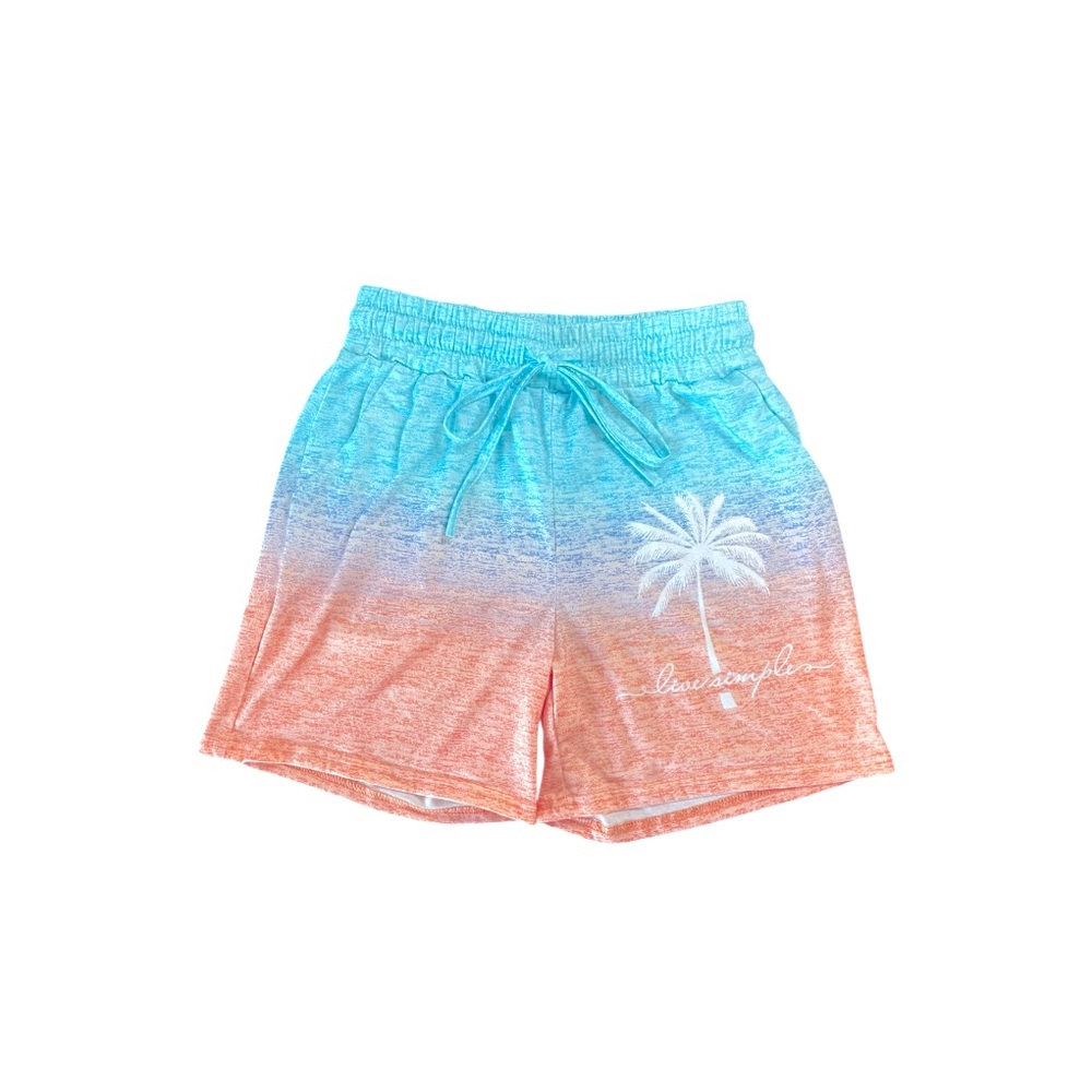“Live Simple” Blue and Orange Ombre Shorts